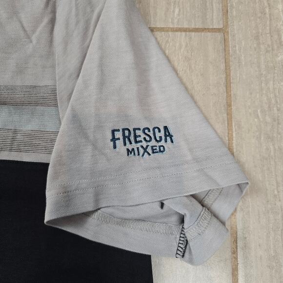 Travis Matthews Salad Days Polo Shirt Mens Size 2XLarge Gray Color Block Short - Picture 5 of 7